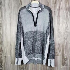 Adidas Colorblock Prime Knit High Neck Two Tone Athletic Quarter Zip Sweater XL